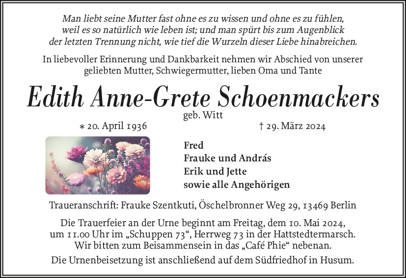 Edith Anne-Grete Schoenmackers